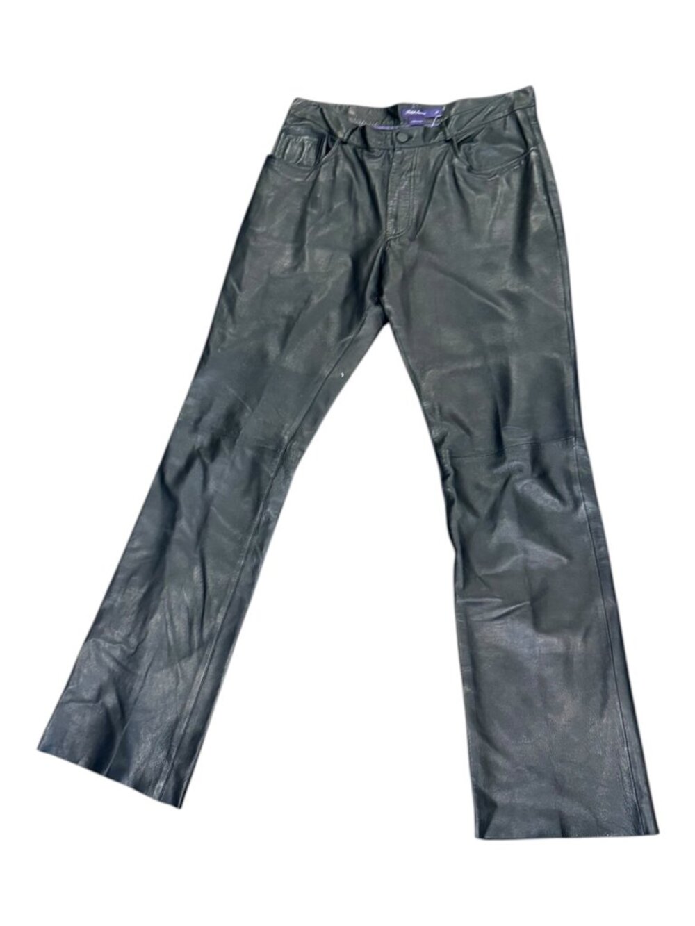 Ralph Lauren Black 100% Lambskin Leather Pants Made In Italy Size 34
